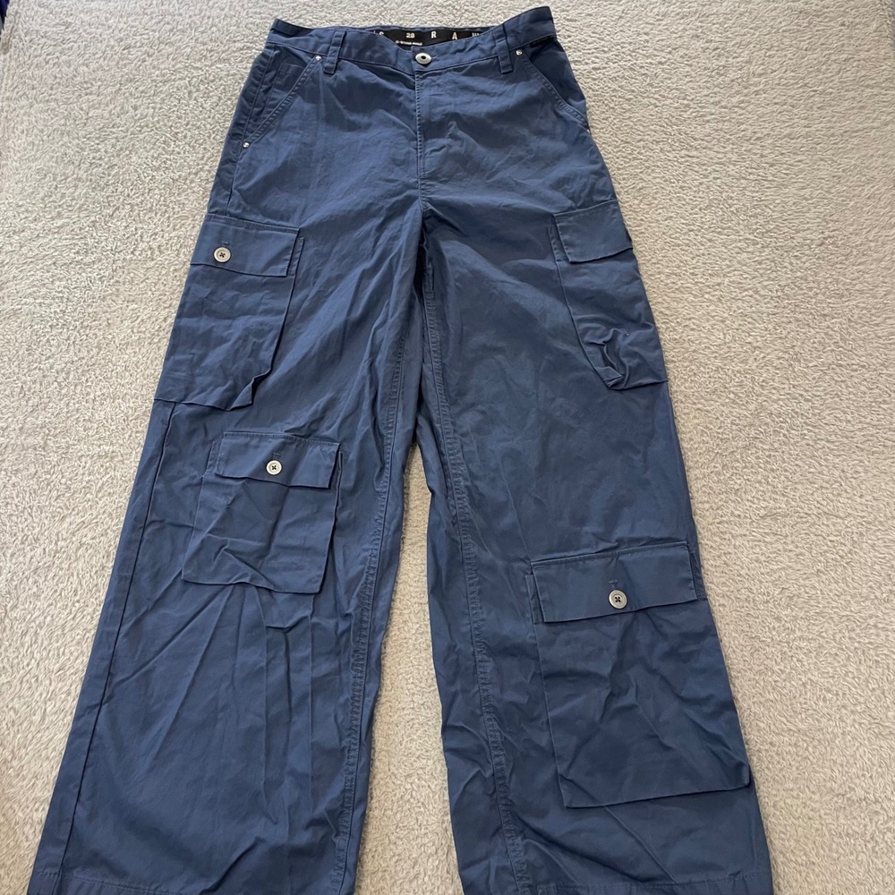 G-Star Raw Mega Cargo Pants Womens 28 (31x30) Blue Wide Leg Multi Pocket Baggy